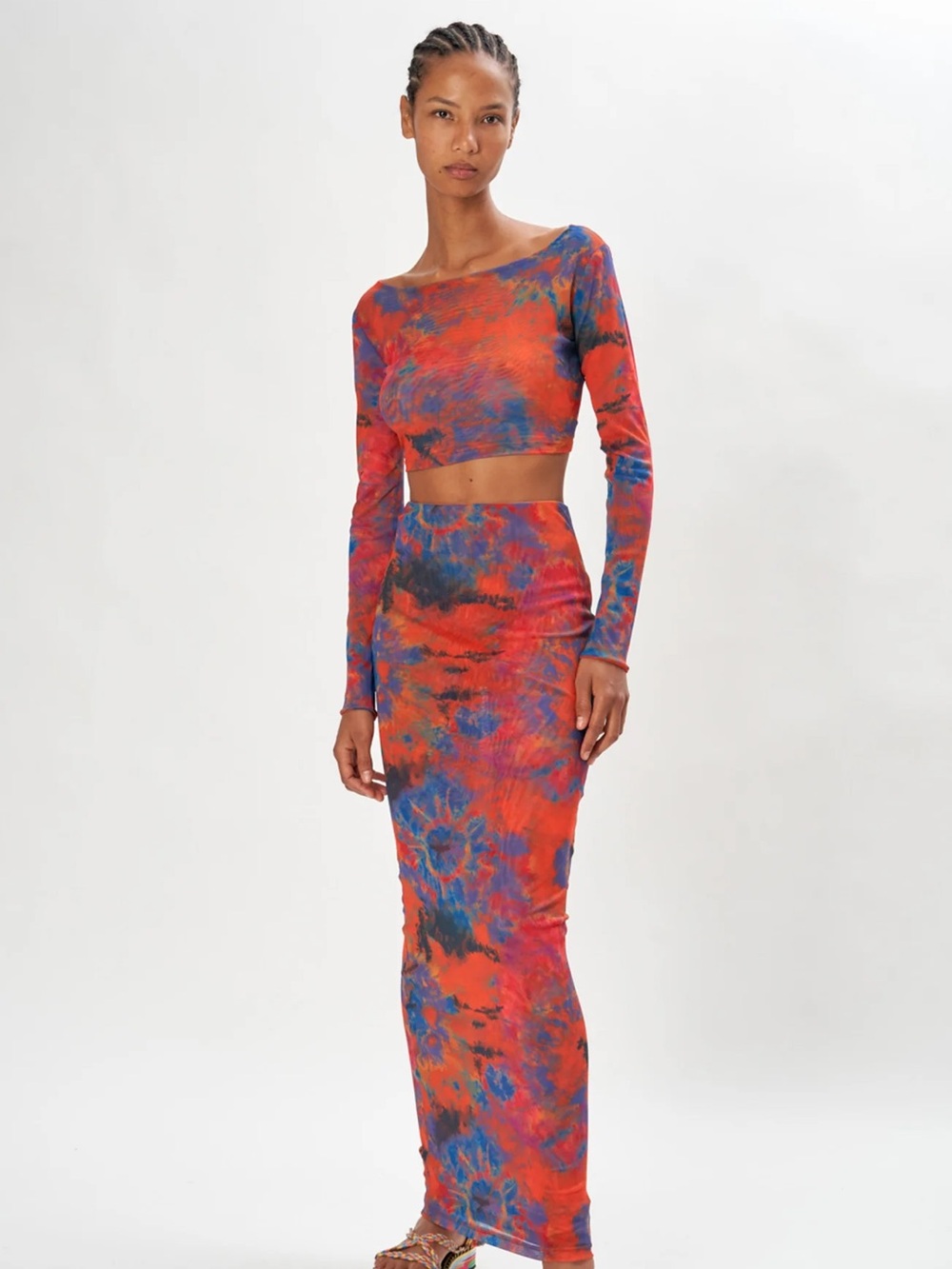 NWT Ronny Kobo Madrid Tie Dye Mesh Maxi Skirt XL